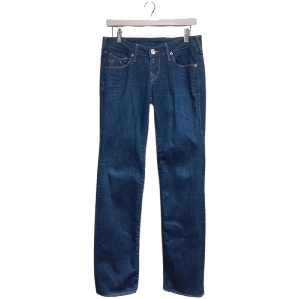 True Religion Women's Johnny Straight Leg Jeans Dark Blue Wash Size 26